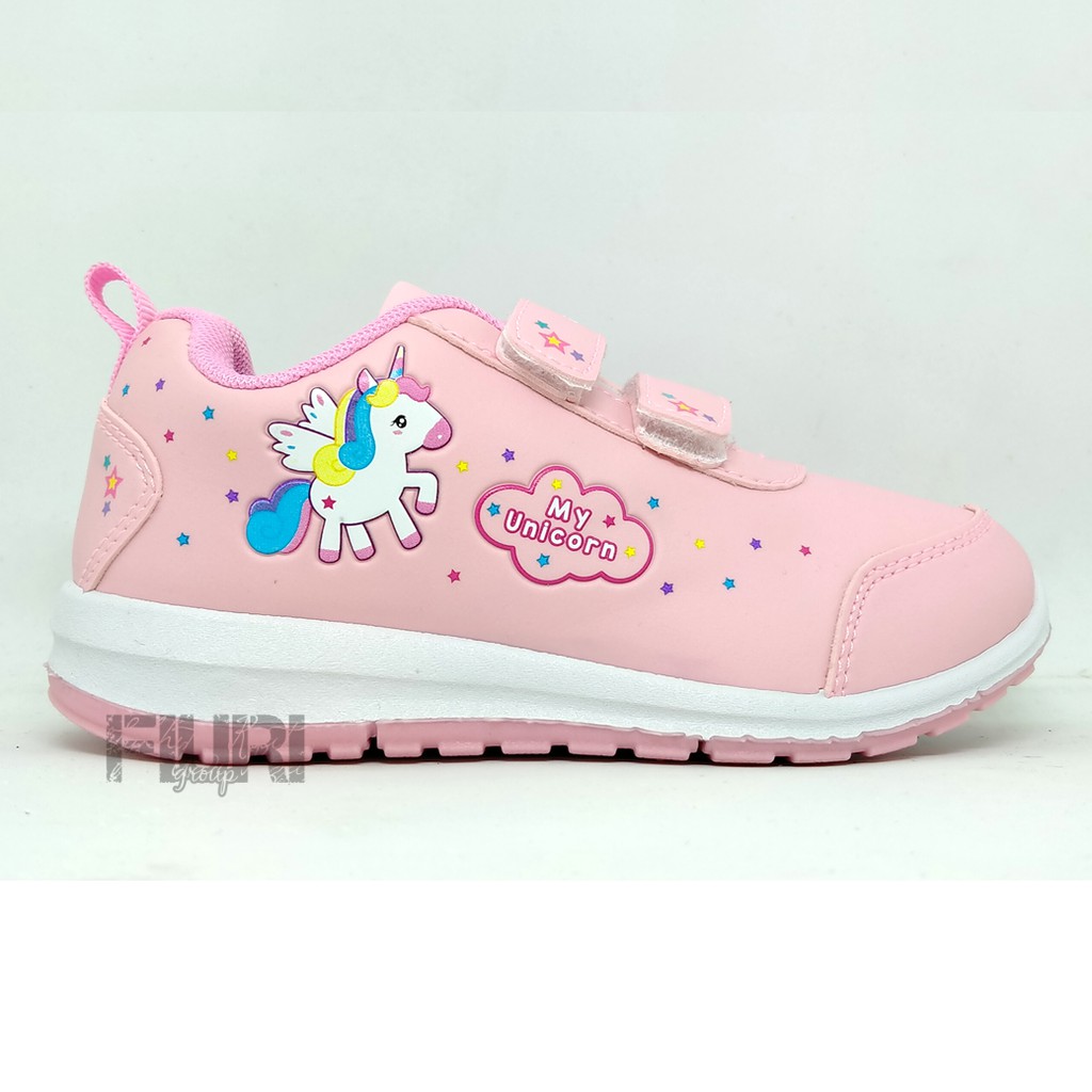 FIURI - Ando Original - MINICORN PEREKAT KIDS 25-36 - Sepatu Kets Anak Perempuan - Sneakers Anak - Sepatu Olahraga Sport Anak Balita Cewek Perekat - Sepatu Casual KETS UNICORN KUDA PONI Anak Kecil - Sepatu Sekolah Hitam Anak PAUD TK SD Murah