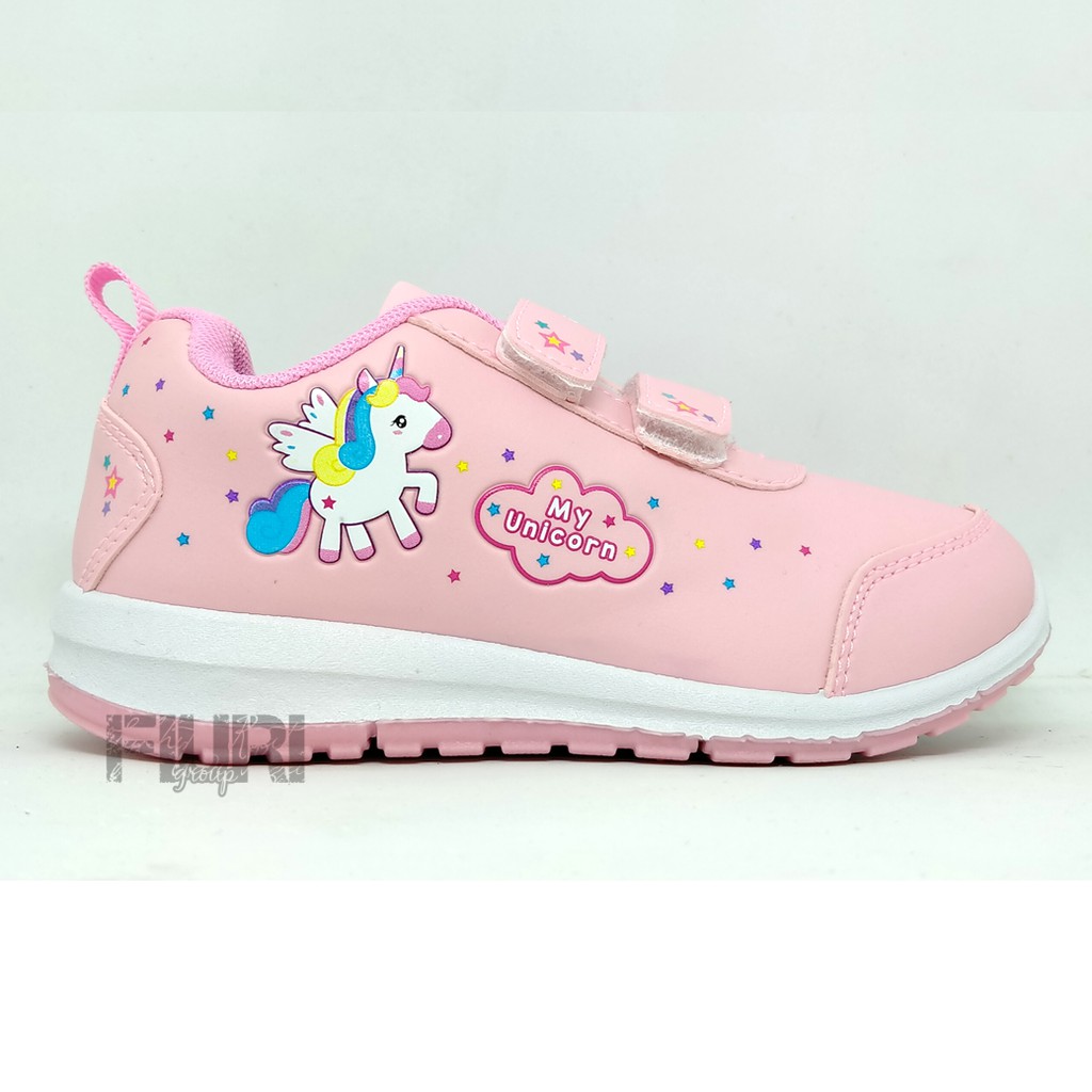 FIURI - ANDO ORIGINAL -  MINICORN PEREKAT 29-32 PINK - SEPATU SNEAKERS KANVAS SOL KARET ANAK KECIL PEREMPUAN  - SEPATU KUDA UNICORN KETS LUCU FASHION TRENDY - SEPATU SEKOLAH PAUD TK KRETEKAN PEREKAT CEWEK MURAH PROMO DISKON BONUS KAOS KAKI