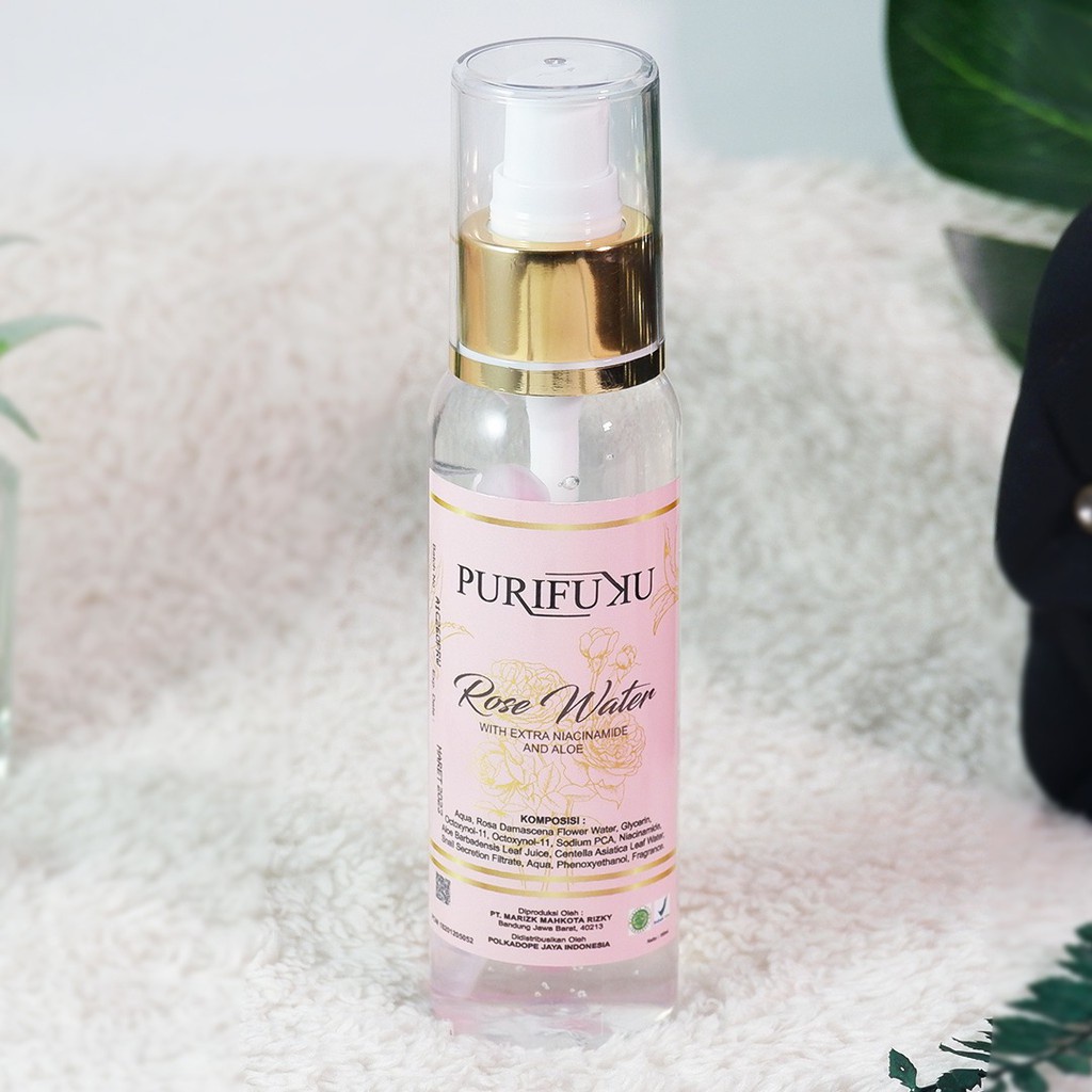 Purifuku Official - Pure Rose Water With Niaciamide And Aloe Vera Bpom Dengan Petal Bunga Mawar Asli