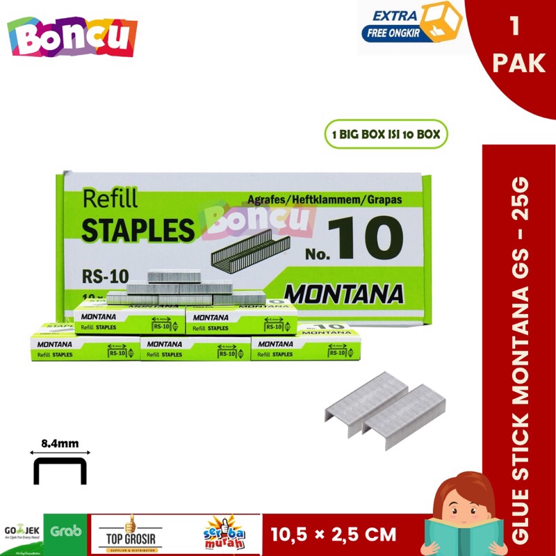 

isi Staples / isi staples murah / Isi Stapler / Refill Stapler / isi staples Montana No. 10 / 1Pak 10Box BEST SELLER