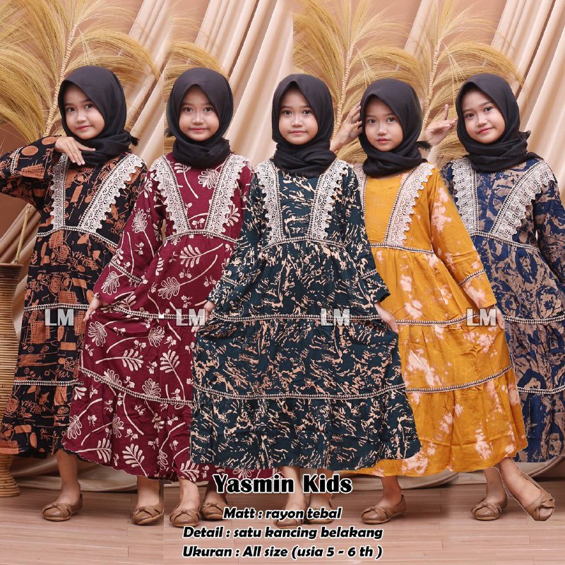 Gamis Anak Muslim Bahan Rayon Daster Arabian Renda