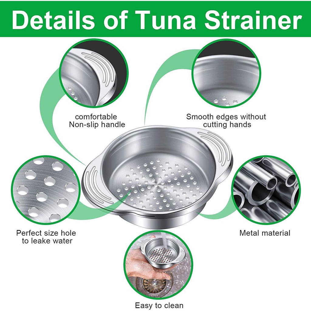 Saringan Kaleng Nanas Tuna Saringan Sayur Stainless Steel Colander Drainer Minyak