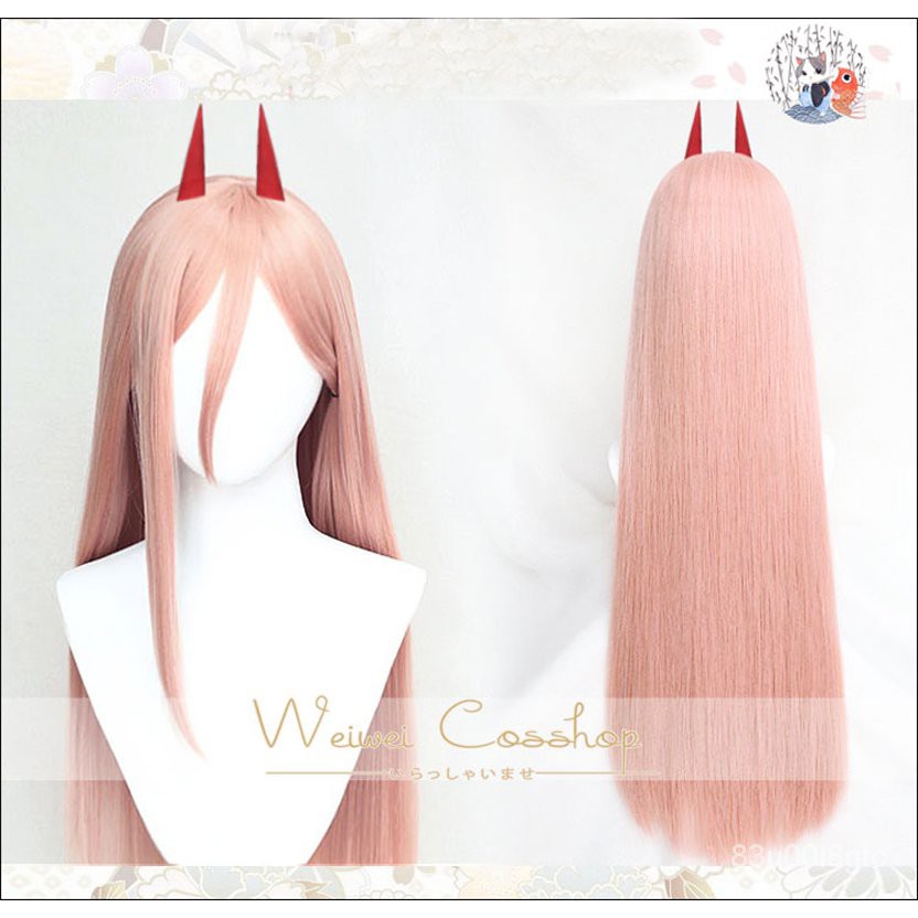 Chainsaw Man power cosplay wig 80cm Long Straight Synthetic Hair Heat Resistance + Wig Cap