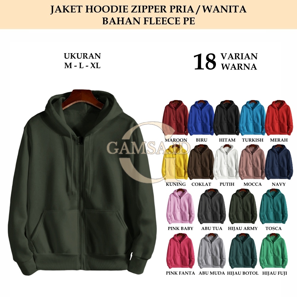 JAKET HOODIE ZIPPER PRIA WANITA - JACKET RESLETING SWEATER POLOS SEKOLAH KULIAH