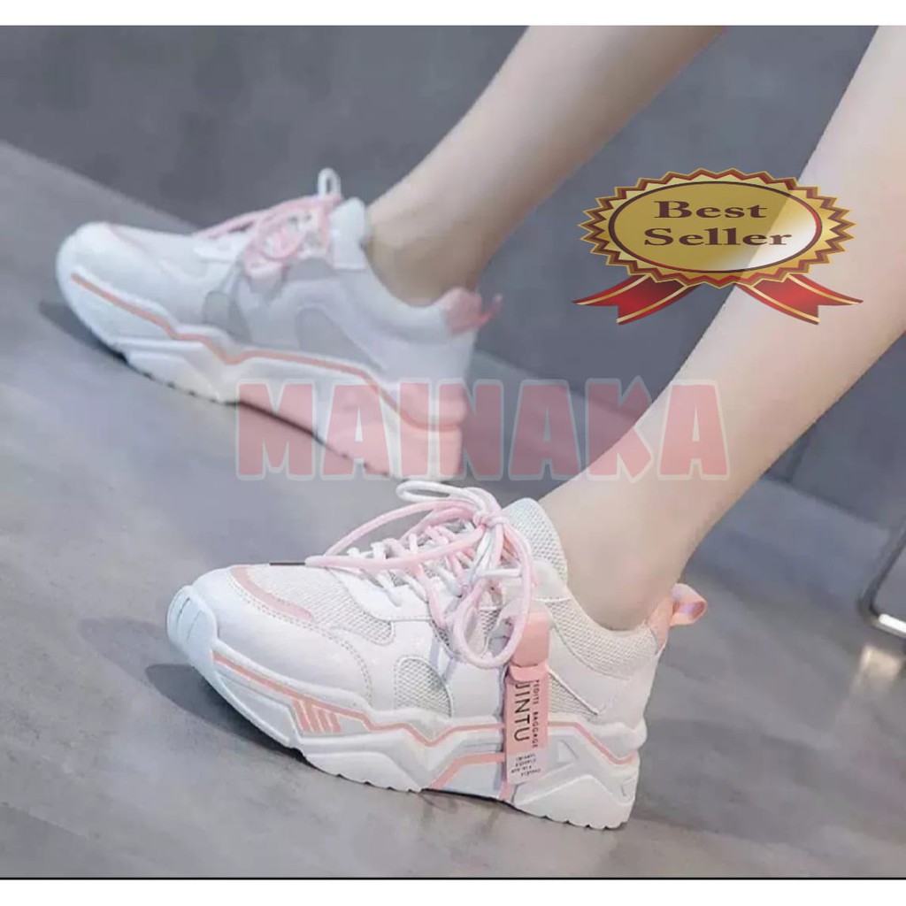 ARY_Shoes- Sepatu Sneakers Putih Wanita Korea Jintu SEMI IMPORT Terbaru Terlaris