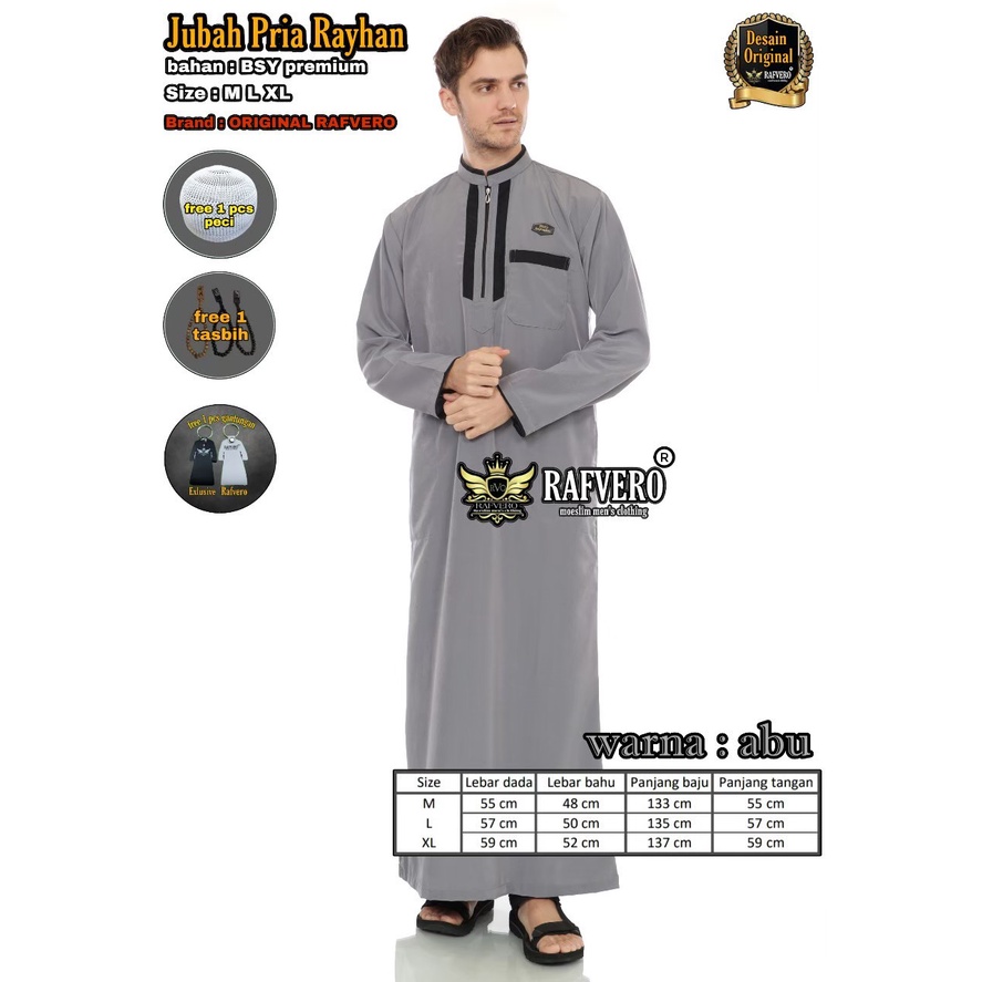 Gamis Jubah Muslim Pria Dewasa Muslim Rayhan Original Rafvero