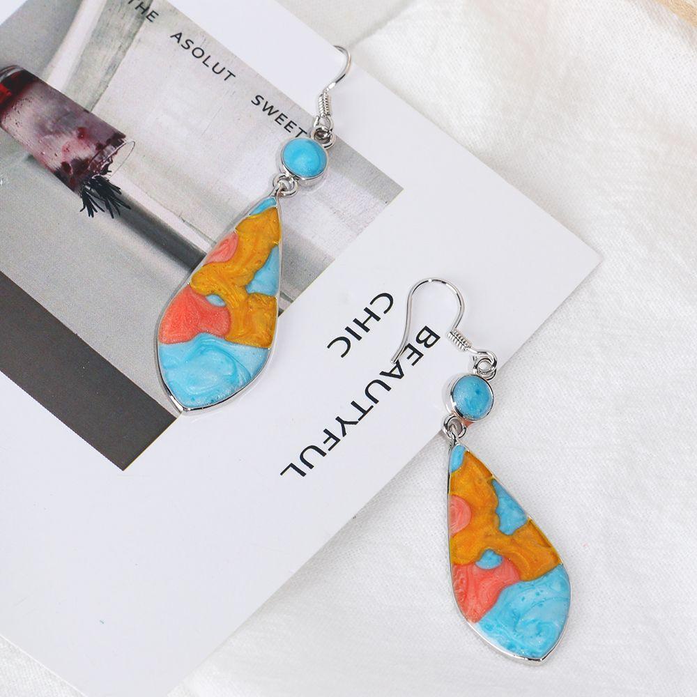 Preva 1pasang Anting Turquoise Earrings Trendy Pernikahan Fashion Opal