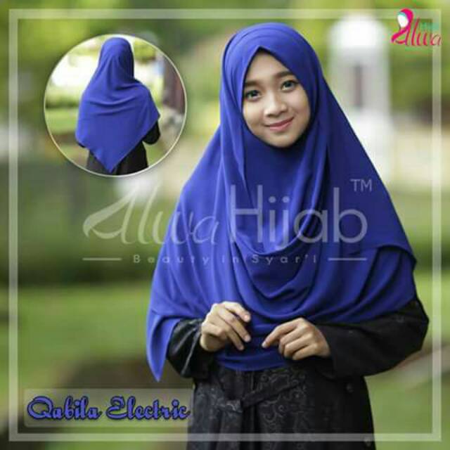 Hijab praktis anti tembem nyaman pasmina instan Alwa Hijab pastan Qabila biru elektrik