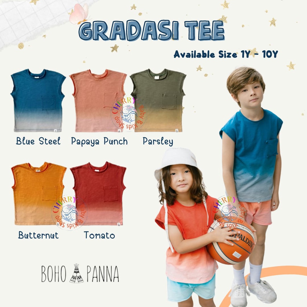 BOHOPANNA Gradasi Tee 1 - 10 Tahun Baju Atasan Kutung Anak Gradasi Unisex Mix and Match CBKS