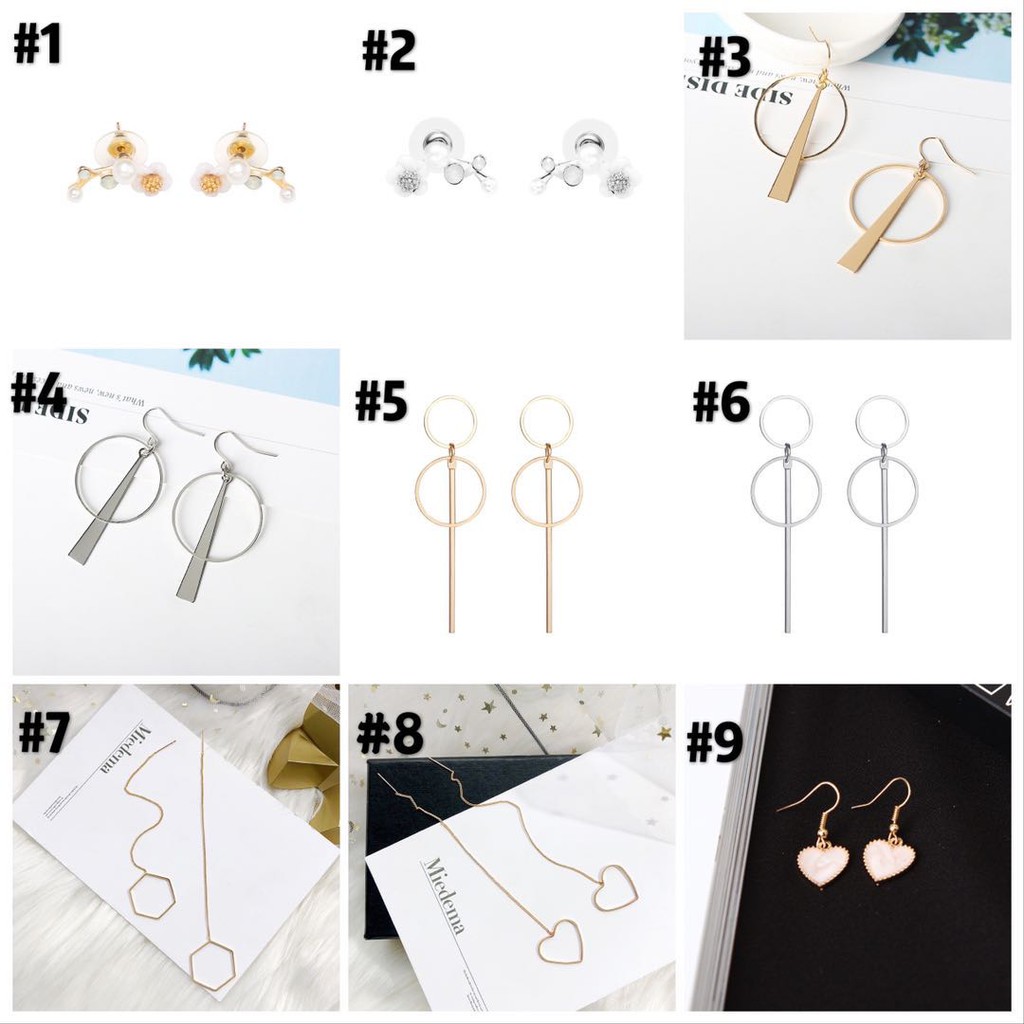 [COD] 20 Model Korea Anting Tusuk Wanita Elegan dengan Hiasan Kristal Berlian Imitasi