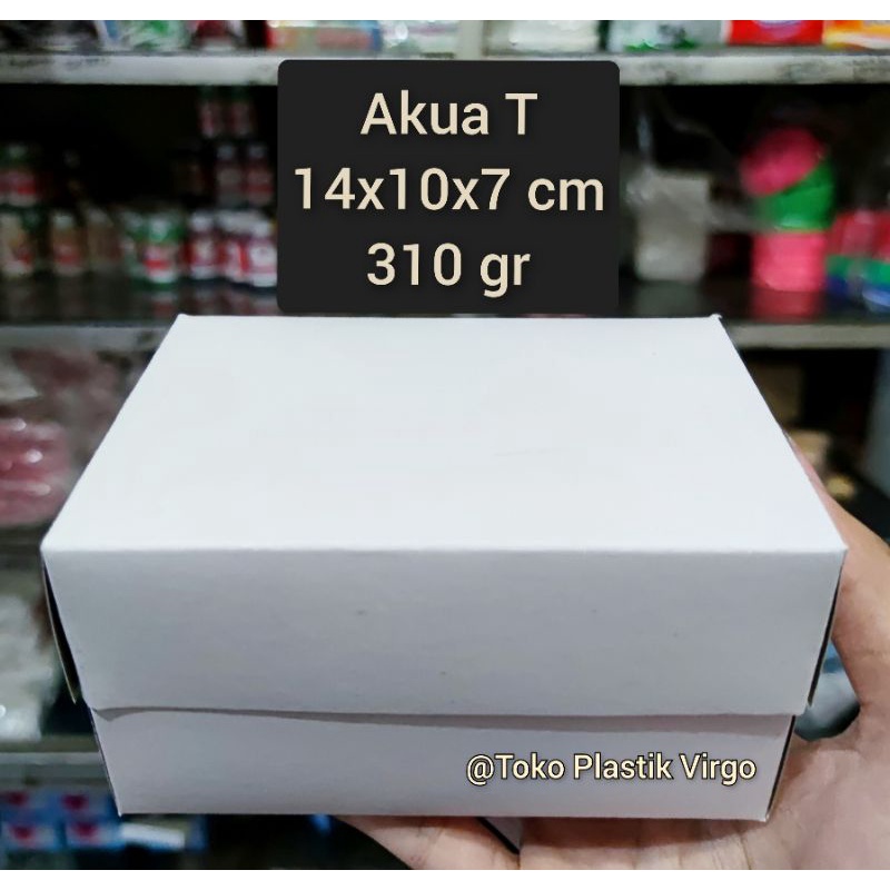 

Box / Kardus / Dus Snack Kue Makanan - 14x10x7 cm Aqua T Putih Coated