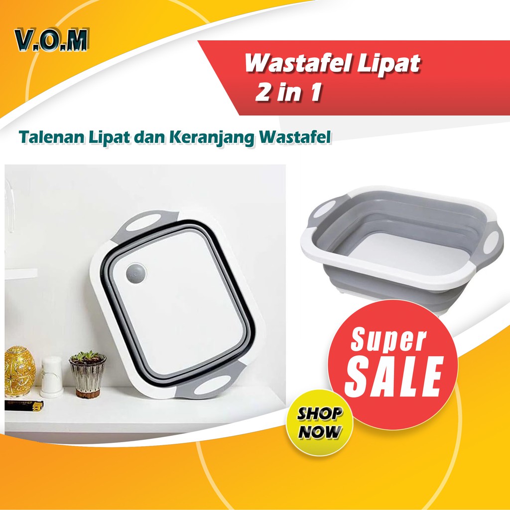 VOM Wastafel Lipat 2 in 1 Talenan Lipat dan Keranjang Wastafel 0632