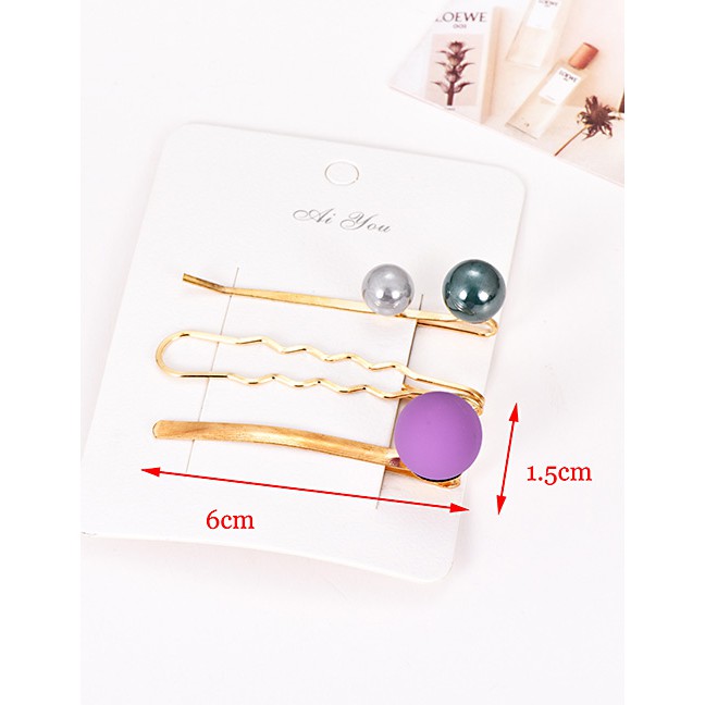 LRC Jepit Rambut Fashion Alloy Resin Ball Hair Clip Set F4306X