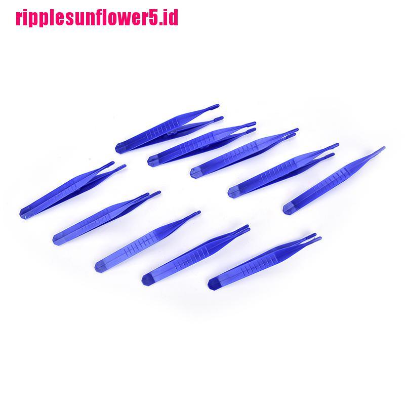 10pcs Pinset Kecil Sekali Pakai Bahan Plastik Warna Biru