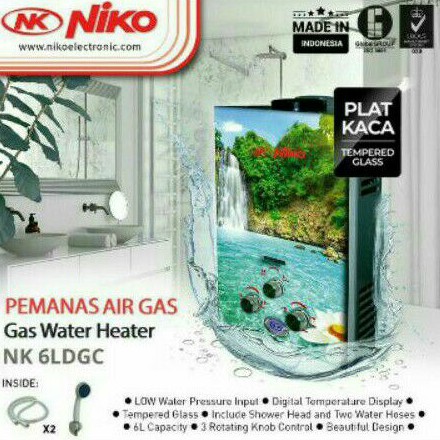WATER HEATER GAS NIKO NK6LDG3 Tempered Glass