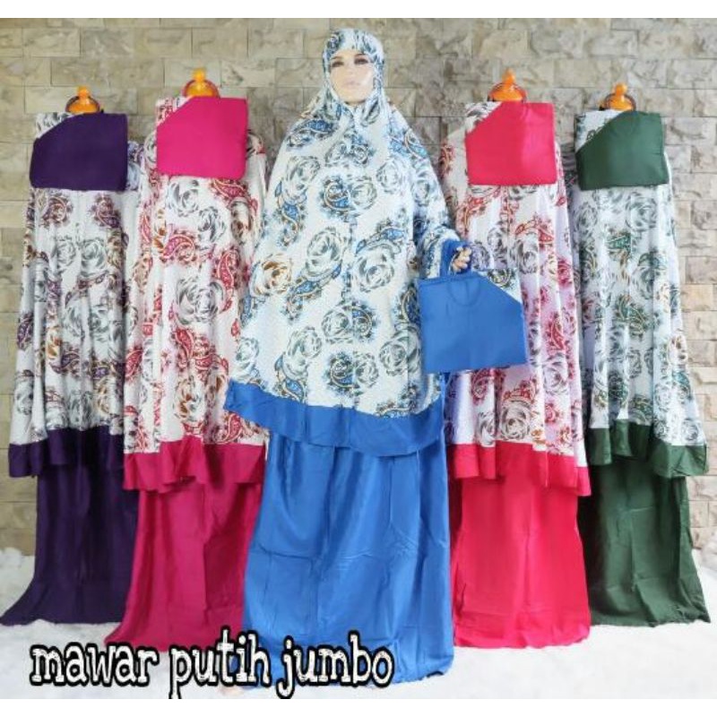 Mukena Mawar Putih Jumbo Dewasa