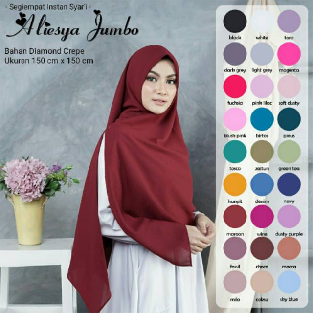 JILBAB SEGIEMPAT INSTAN SYAR'I POLOS PREMIUM BAHAN DIAMOND CREPE