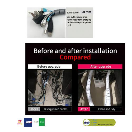 Spiral Kabel / Pelindung Kabel 20mm black 2 meters + clip Best Seller