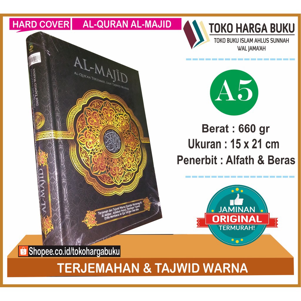 Unik Al Quran Al Majid A5   Mushaf Al Majid   Al Quran Terjemah Tajwid Warna Diskon