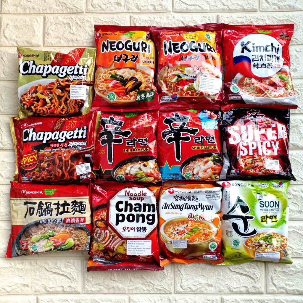 Nongshim Chapagetti Spicy Ramen Mi Instan Mie Instant Seafood Beef Bulgogi Kimchi Neoguri Udon Shin Red Ramyun Korean Clay Pot Champong Soon