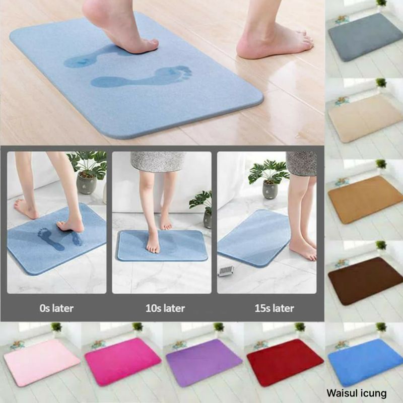 Keset kaki anti slip bahan memory foam menyerap air kualitas impor 40x50