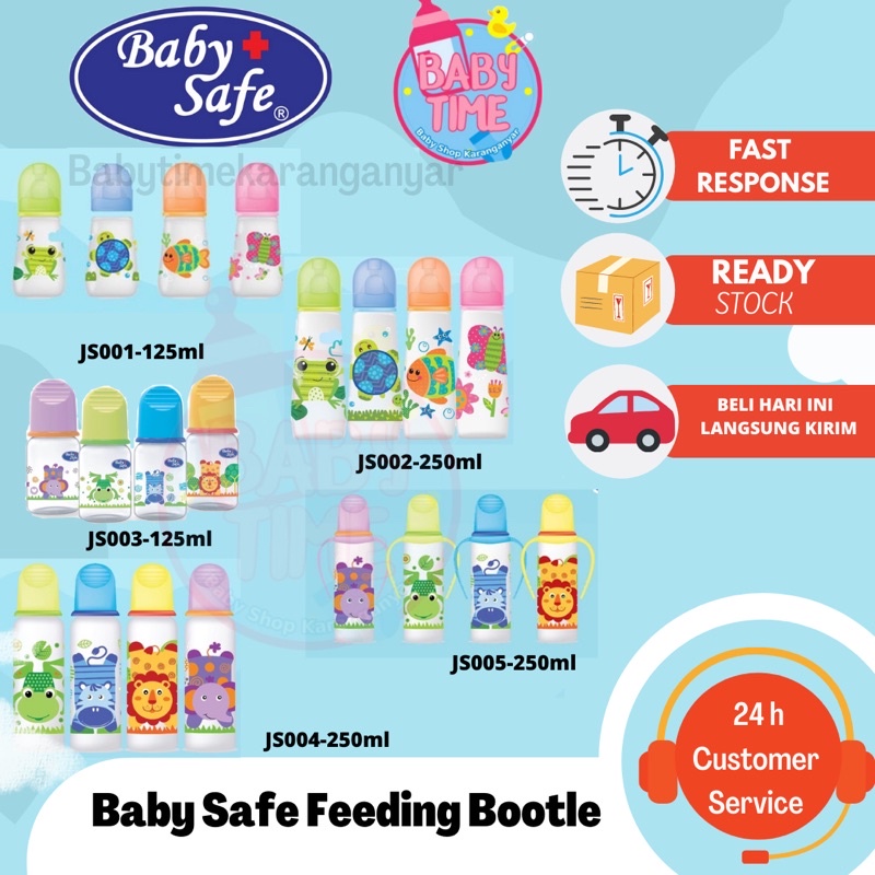 Baby Safe Feeding Botol handle 125ml JS001 - JS005 Feeding Bottle 250 ml / BOTOL SUSU BAYI BABYSAFE