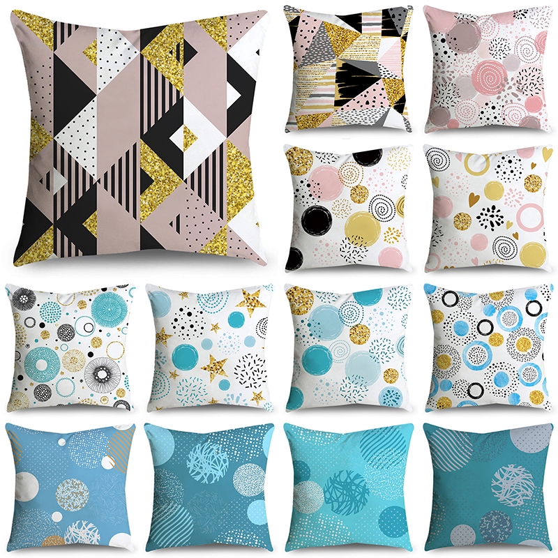 Pola geometris melingkar satu sisi sarung bantal sofa Pola geometris melingkar satu sisi sarung bantal sofa