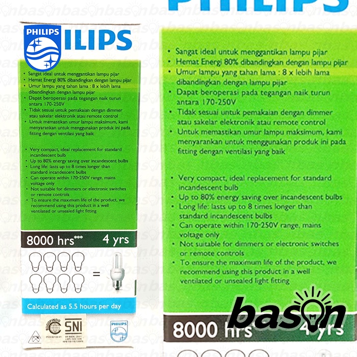 PHILIPS Essential Genie 11W E27 - Lampu Hemat Energi - Cahaya Kuning atau Putih