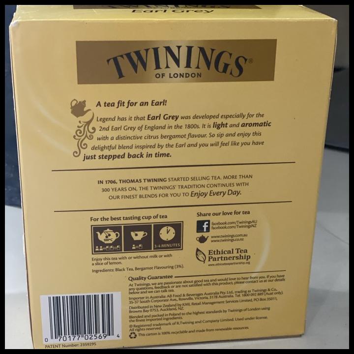 

DISKON TERBATAS !!! TWININGS EARL GREY TEA 100 PCS TERLARIS