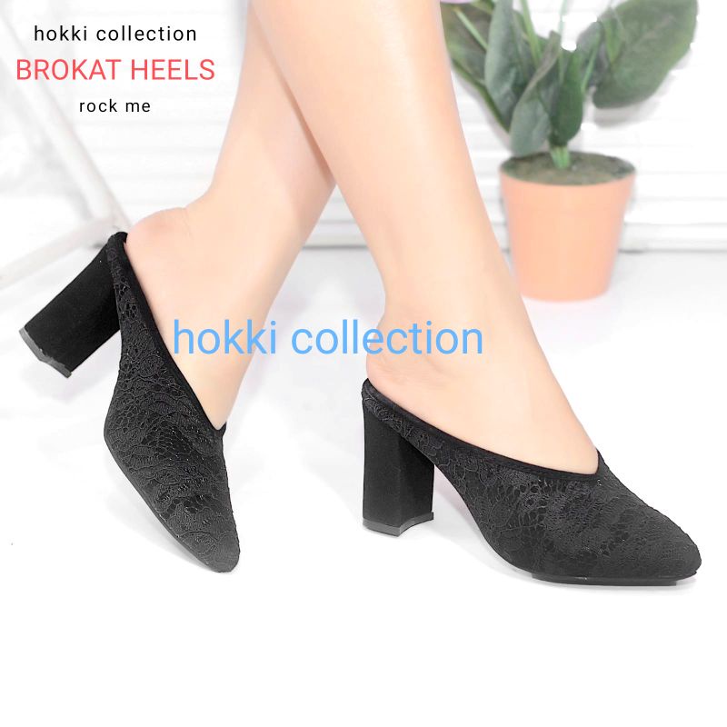 sandal pesta brokat high heels 9cm grade premium