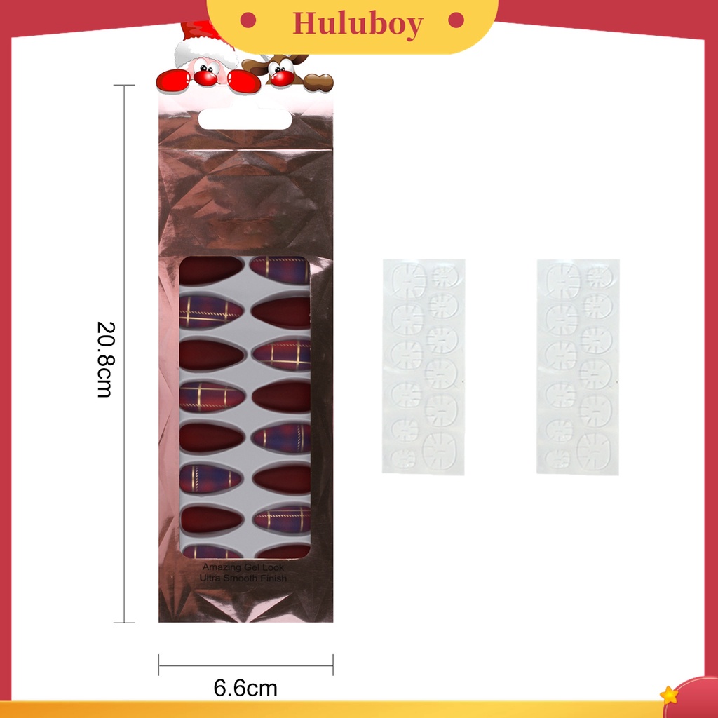 Huluboy Huluboy♡ 24pcs / Set Kuku Palsu Full Cover Desain Natal Untuk Manicure