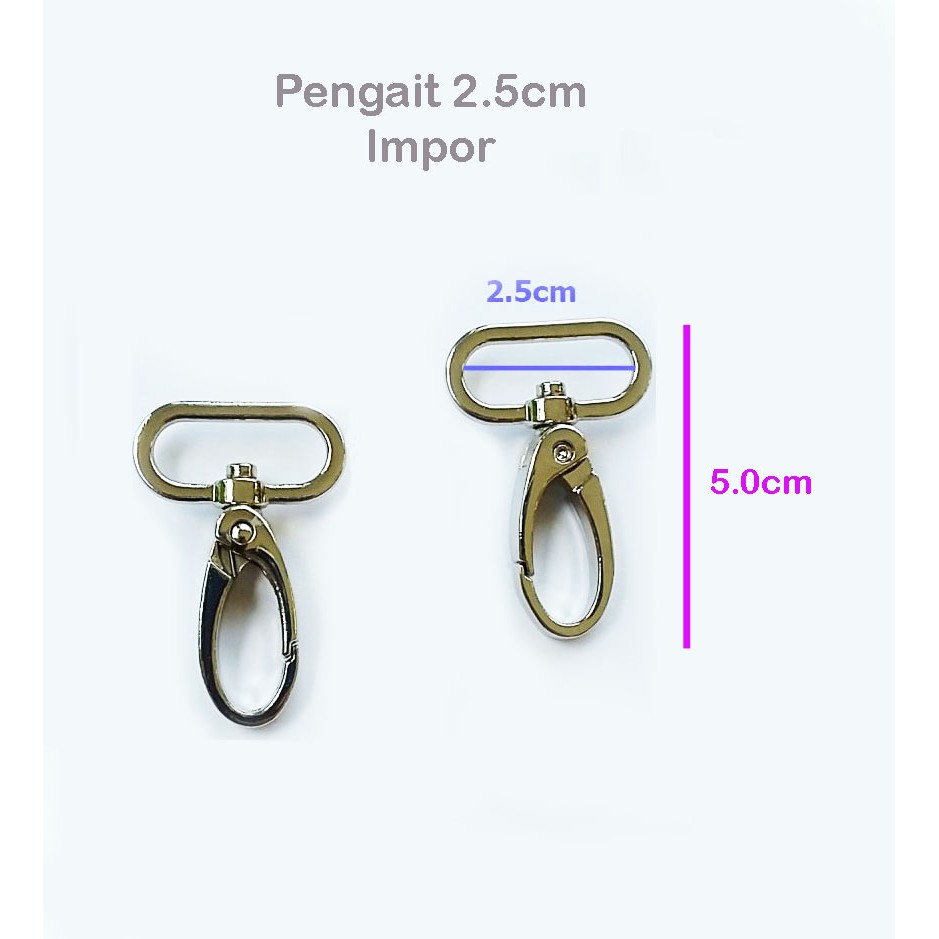 (2pcs) Kaitan Tas/Kait Tas/Pengait Tas 2.5cm Tebal Impor