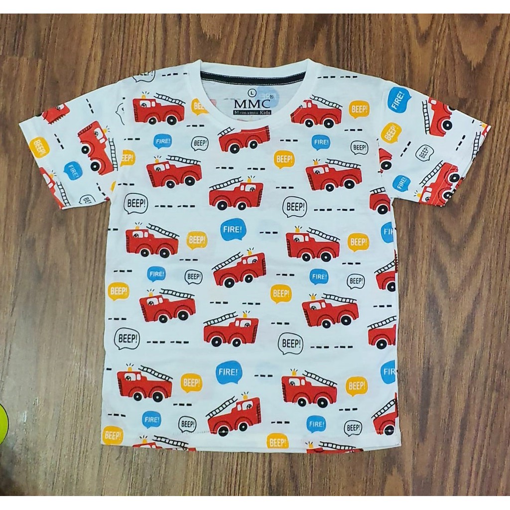 Baju kaos anak laki laki lengan pendek fire truck , astronot MS