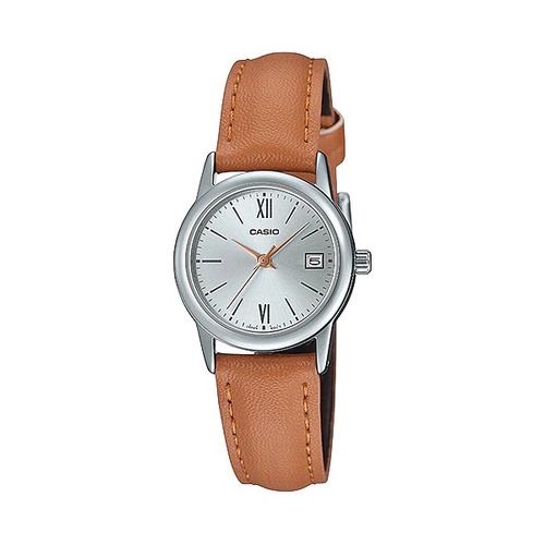 Casio General LTP V002L / LTP-V002L-7B2 1B Jam Tangan Kulit Wanita Analog Silver