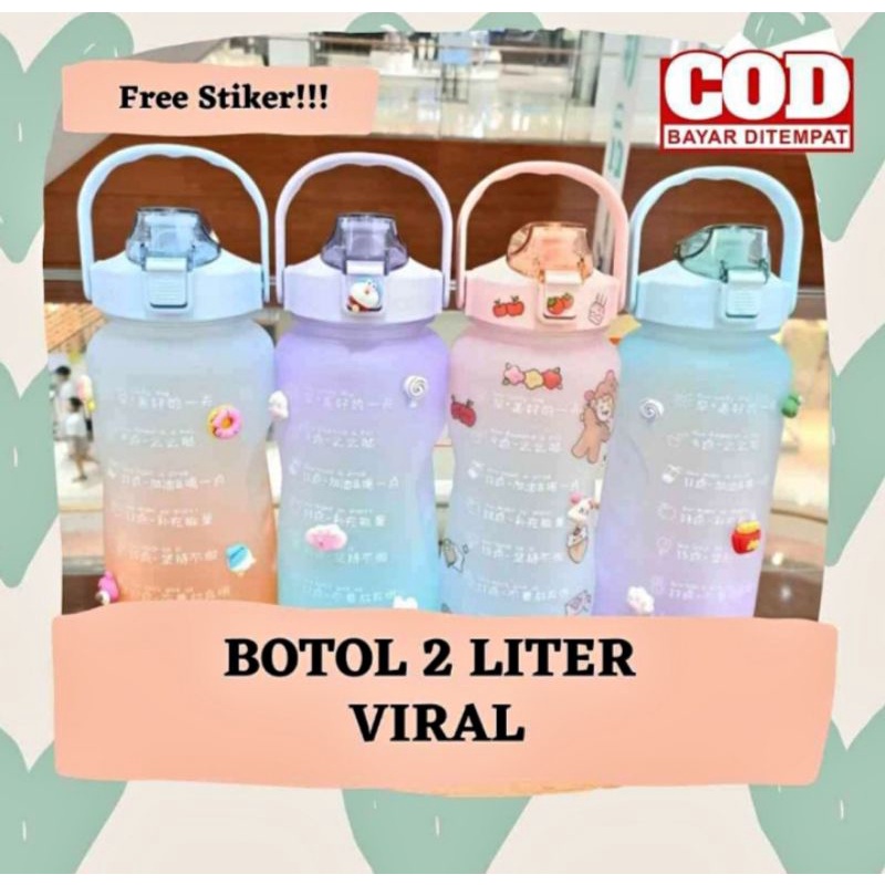 Botol Minum 2 liter free stiker 2D &amp; 3D