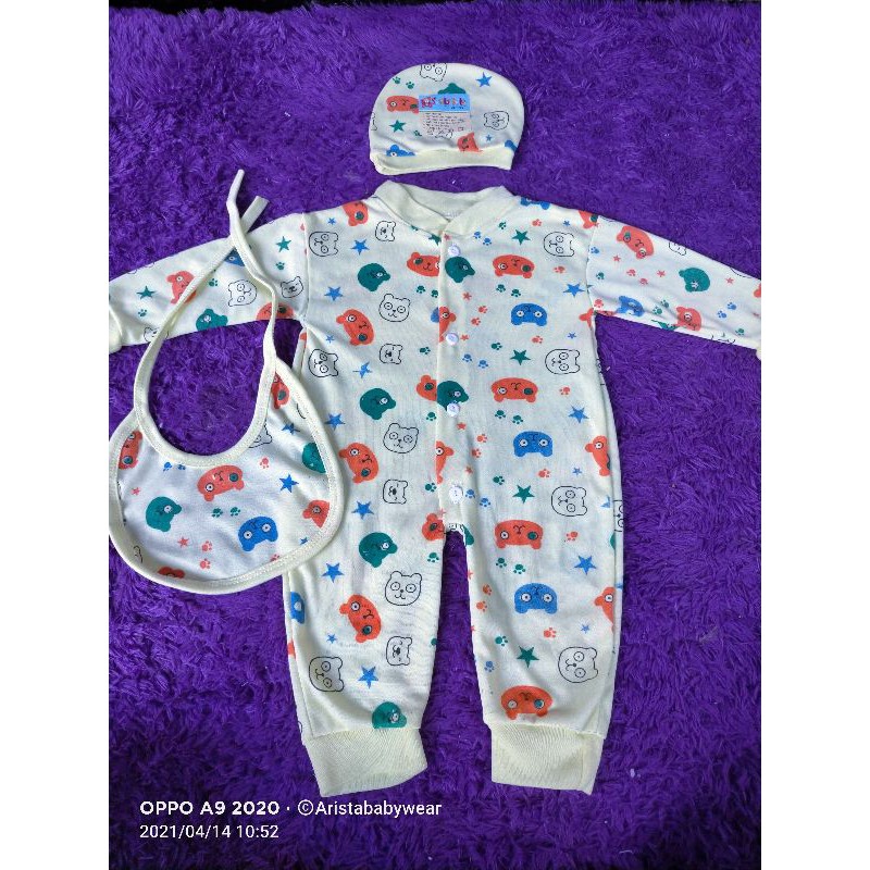 ILHAM BABY - JUMPER SET (baju kodok + topi + slaber)