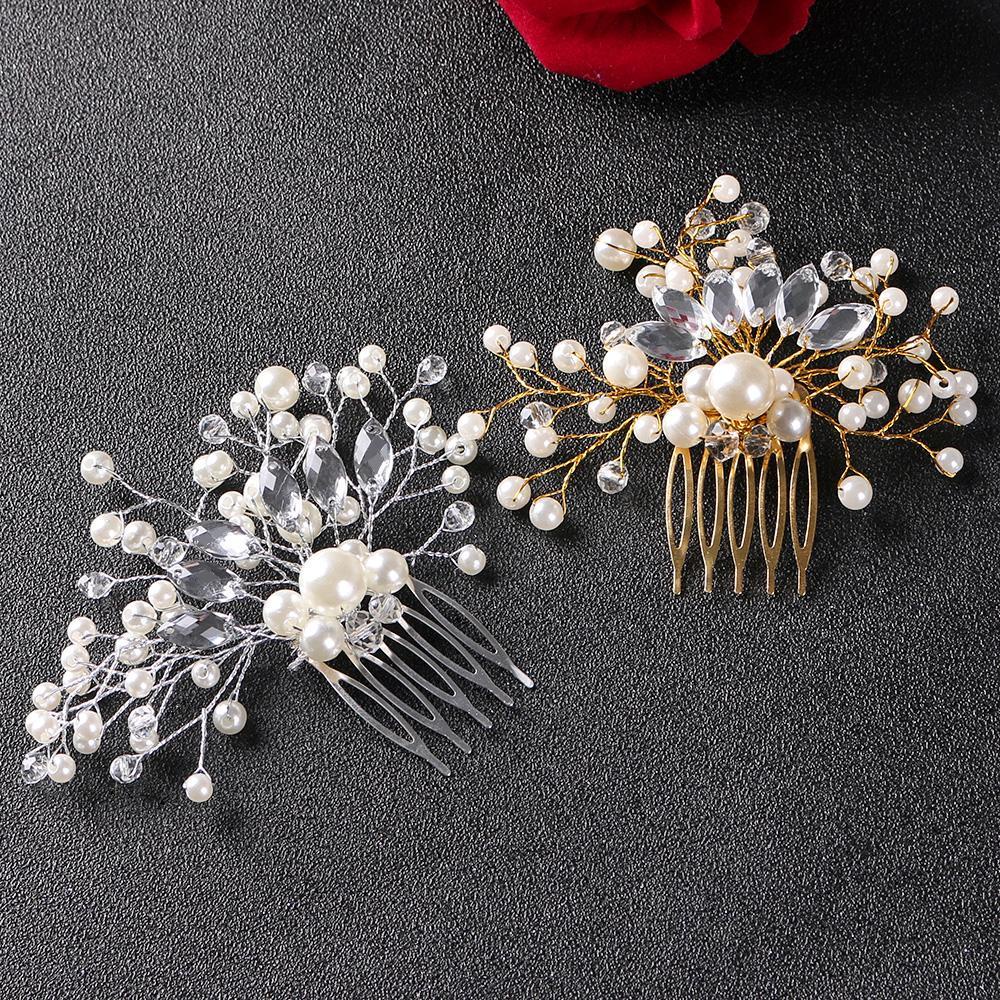 Lily Hair Combs Perhiasan Rambut Pengantin Wanita Yang Indah Kristal Mahkota Bridal Clips