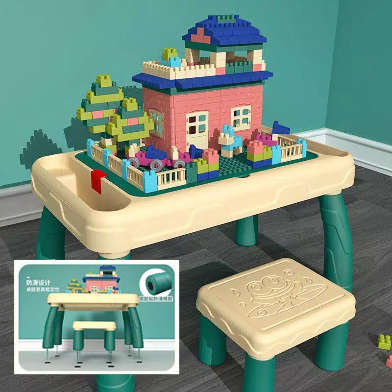 #termurah Meja Lego Building Block - Mode Belajar dan Mode Puzzle (Free Kursi)