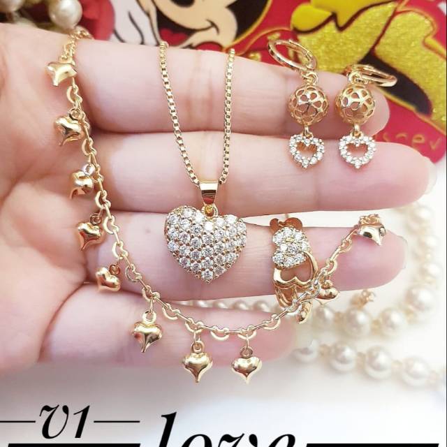 Xuping set perhiasan lapis emas 24k 0857j