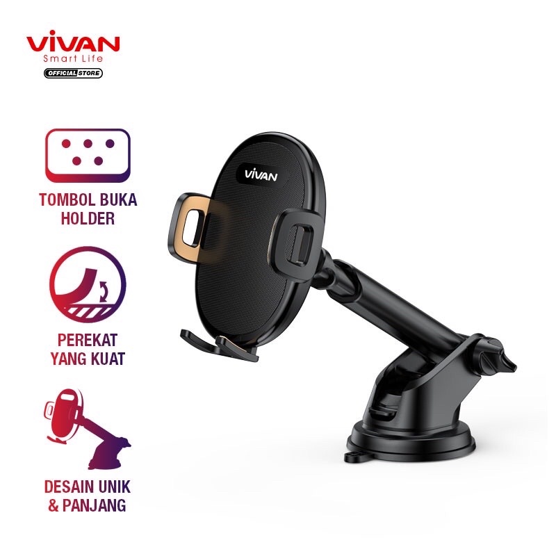 VIVAN Car Holder Universal CHS10 Rotasi 360° Pengunci Otomatis Untuk Ponsel 4.0 inch - 6.5 inch-Garansi 1 Tahun