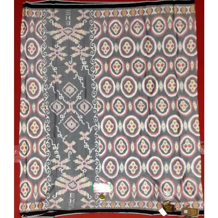 Sarung BHS Royal Gold Ikat Border Dua Warna abu