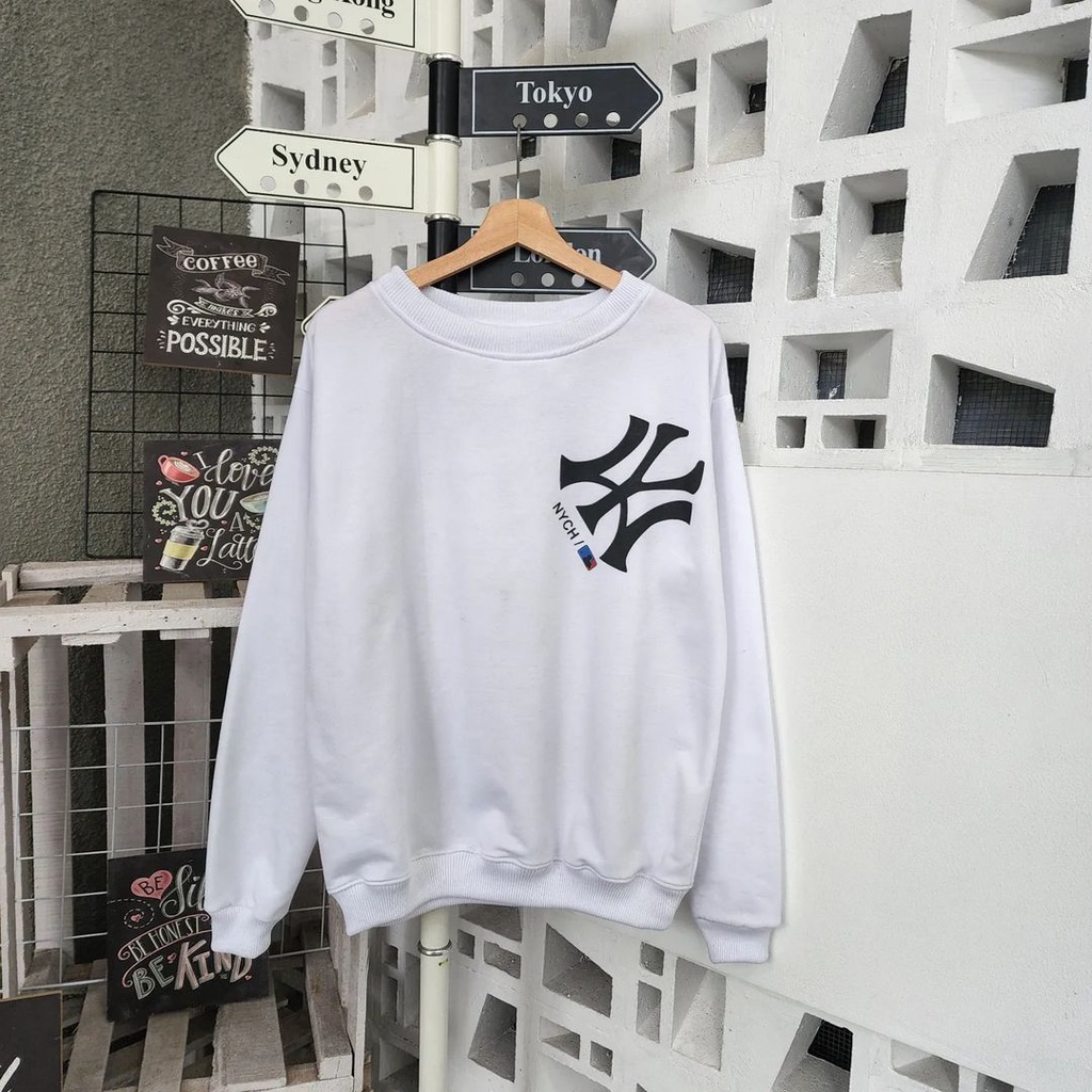 Sweatsthirt korean masa Kekinian motif NYCH Bahan Fleece