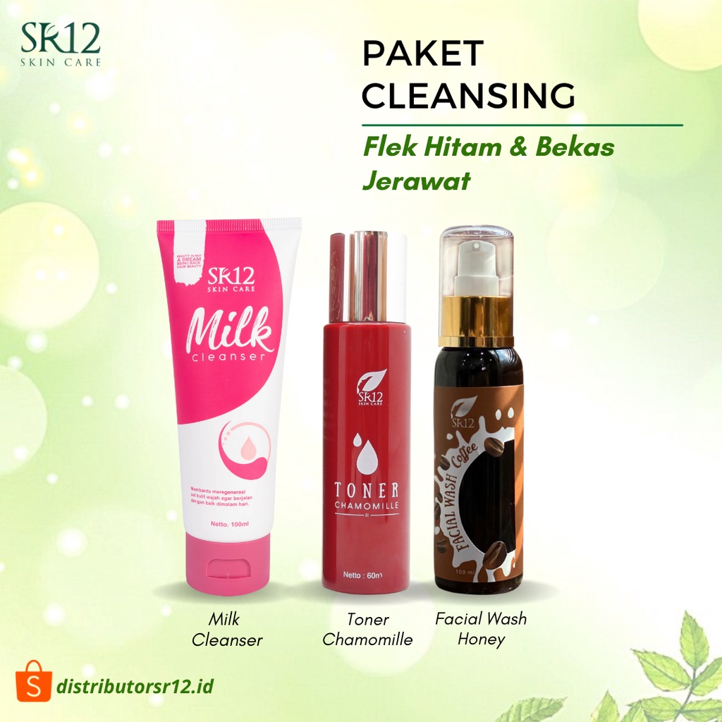 Paket Pembersih Wajah SR12 Double Cleansing Perawatan Wajah Flek Hitam Noda Bekas Jerawat