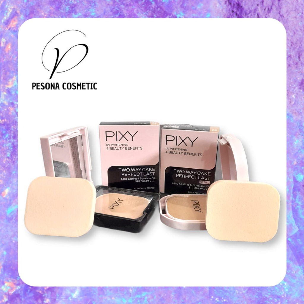 PIXY TWO WAY CAKE PERFECT LAST FULL CASE & REFILL / BEDAK PADAT PIXY PINK MERAH MUDA