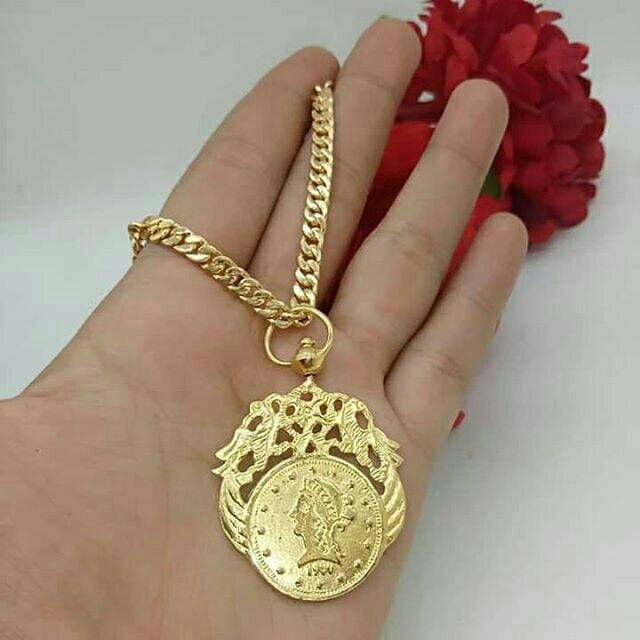 Kalung+liontin coin emas penang
