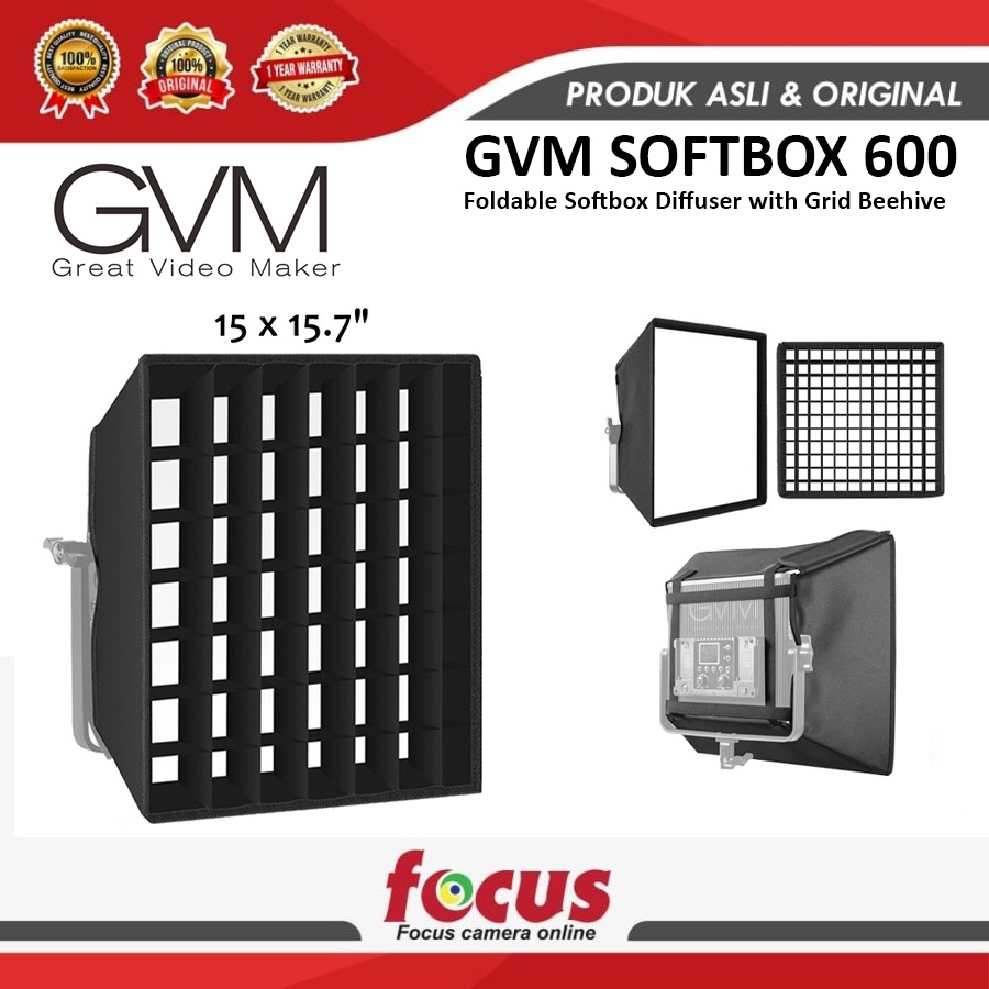 GVM SOFTBOX 600 Foldable Softbox Diffuser with Grid Beehive