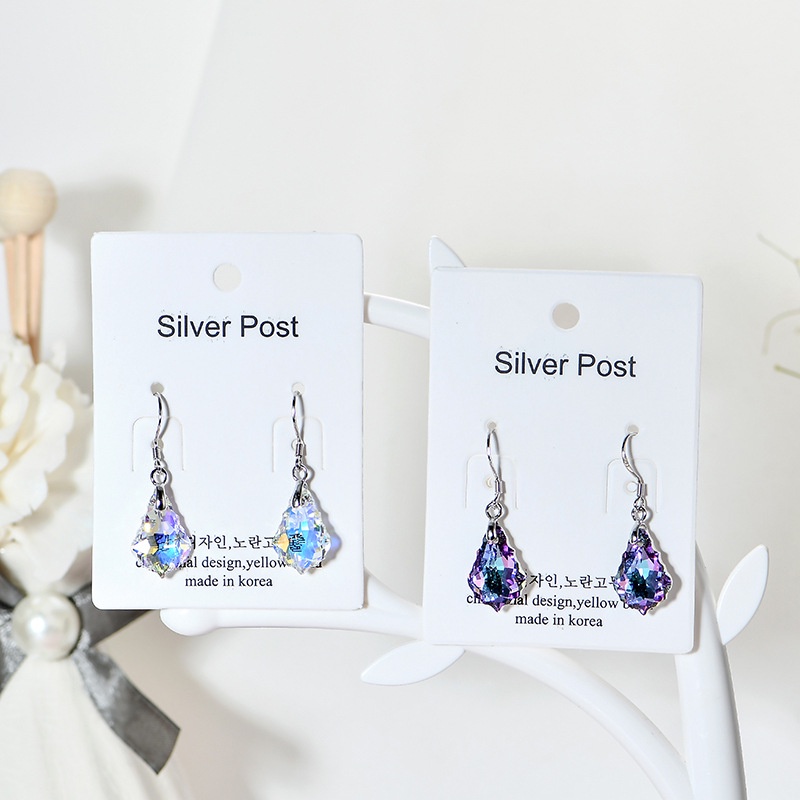 [ 1 Pair  Ladies Diamond Crystal  Leverback Pendant Earrings ] [  Popular Colourfu Gemstone Earrings ] [ Women Bridal Wedding Drop Earrings ]