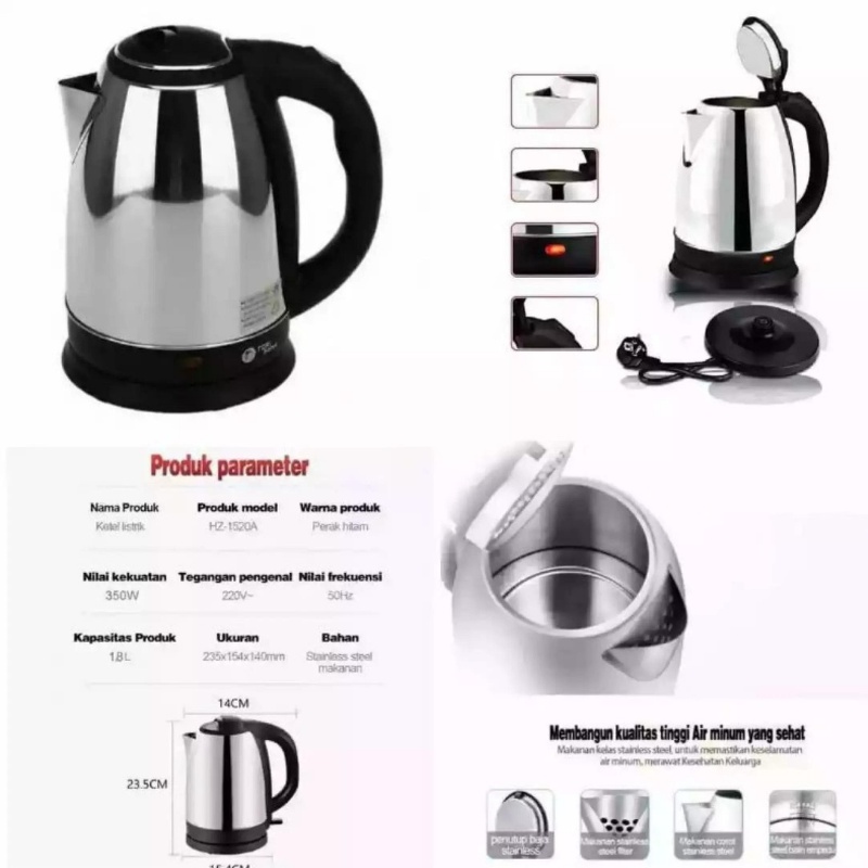 Pemanas Air Stainless Elektrik Heating Teko Listrik Ketel Listrik / Teko Elektrik / Pemanas Air Pembuat Kopi Teh Teko Listrik Pemanas Air Electric