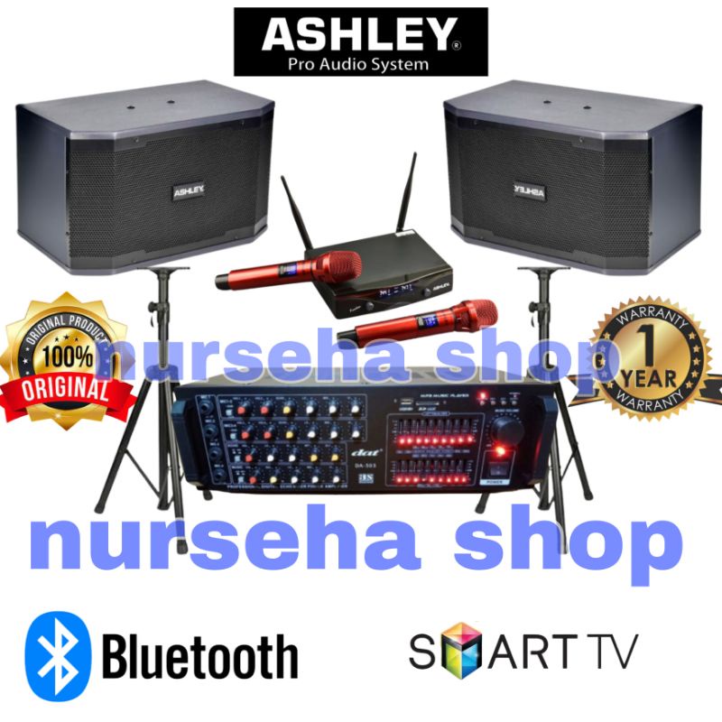 Jual Paket karaoke speaker 10 inch ASHLEY amplifier karaoke bluetooth