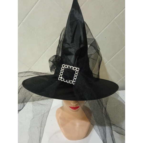 topi penyihir dengan tulle hitam2 in 1